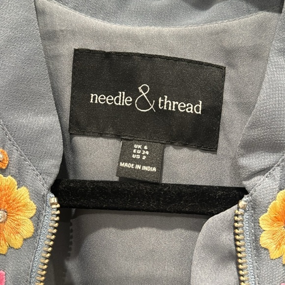 Needle & Thread Floral Embroidered Bomber Jacket grey bead - Picture 8 of 10